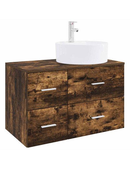 Set di mobili per il bagno 2 pz Rovere Fumo