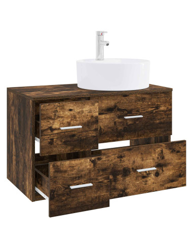 Set di mobili per il bagno 2 pz Rovere Fumo