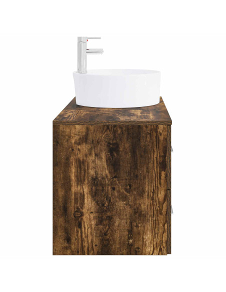 Set di mobili per il bagno 2 pz Rovere Fumo