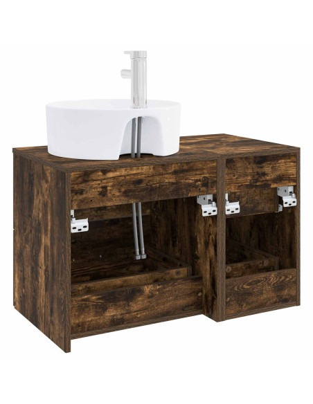 Set di mobili per il bagno 2 pz Rovere Fumo