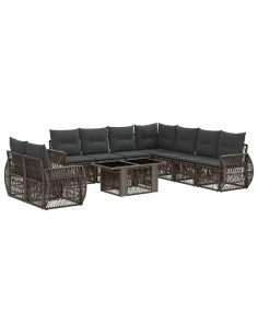 Set Divano da Giardino 10 pz Grigio e Grigio Scuro polyrattan 2