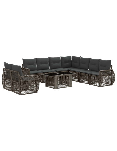 Set Divano da Giardino 10 pz Grigio e Grigio Scuro polyrattan