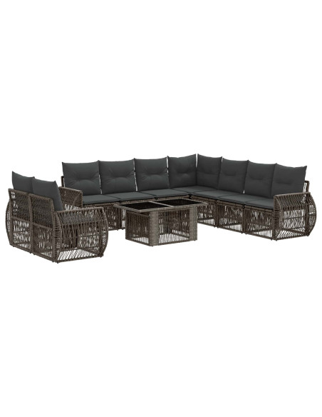 Set Divano da Giardino 10 pz Grigio e Grigio Scuro polyrattan