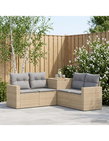 Set di divani 5 pz Beige e Grigio Chiaro