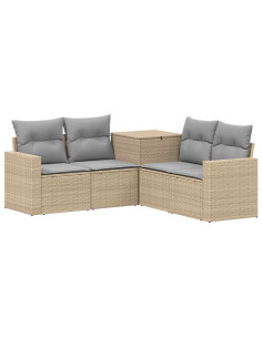 Set di divani 5 pz Beige e Grigio Chiaro 2