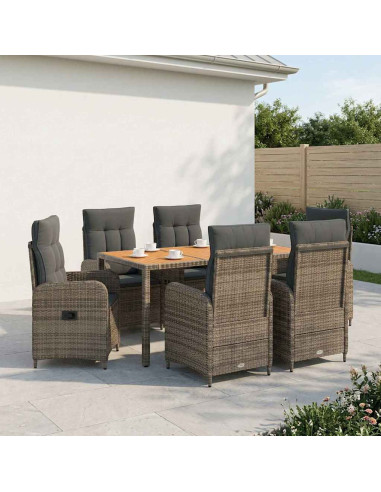 Set da pranzo per esterni 7 pz Grigio chiaro e grigio scuro