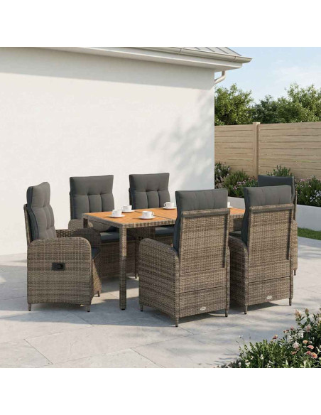 Set da pranzo per esterni 7 pz Grigio chiaro e grigio scuro