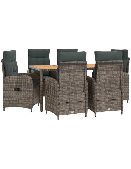 Set da pranzo per esterni 7 pz Grigio chiaro e grigio scuro