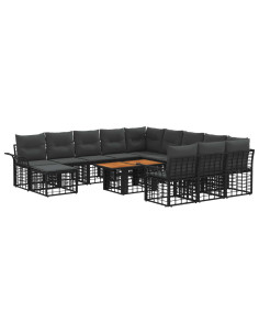 Set Divano da Giardino 13 pz Nero e Grigio scuro polyrattan 2