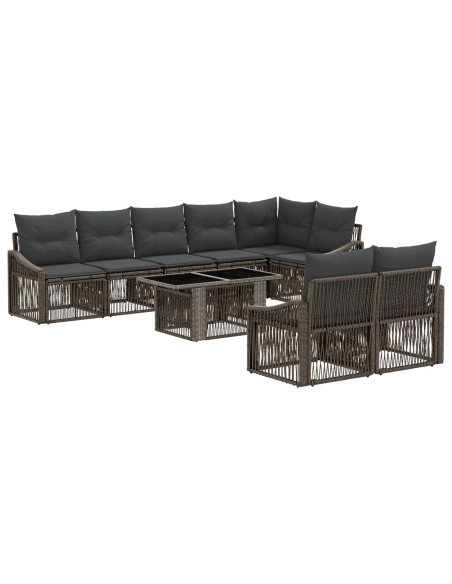Set Divano da Giardino 9 pz Grigio e Grigio Scuro polyrattan