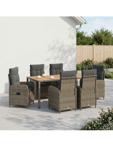 Set da pranzo per esterni 7 pz Grigio chiaro e grigio scuro
