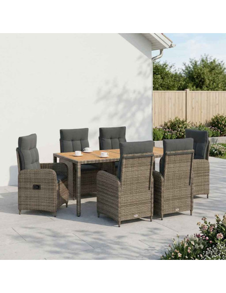 Set da pranzo per esterni 7 pz Grigio chiaro e grigio scuro