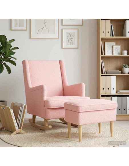 Poltrona con Ottomano 2 pz Rosa Bouclé