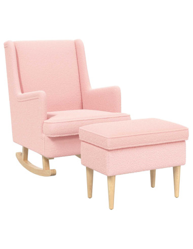 Poltrona con Ottomano 2 pz Rosa Bouclé