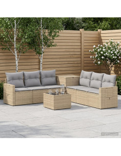 Set di divani 8 pz Beige e Grigio Chiaro