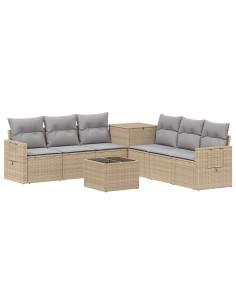 Set di divani 8 pz Beige e Grigio Chiaro 2