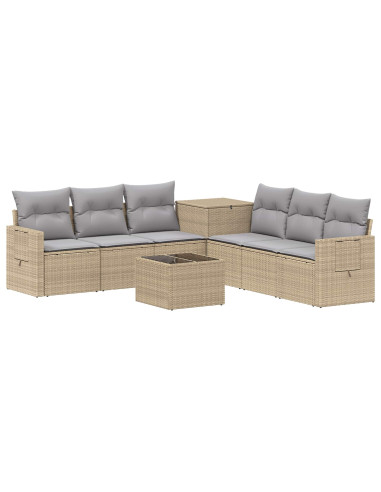 Set di divani 8 pz Beige e Grigio Chiaro