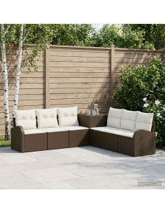 Set di divani 7 pz Marrone e Bianco Crema