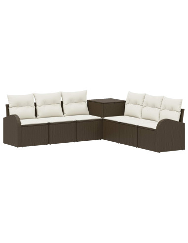 Set di divani 7 pz Marrone e Bianco Crema