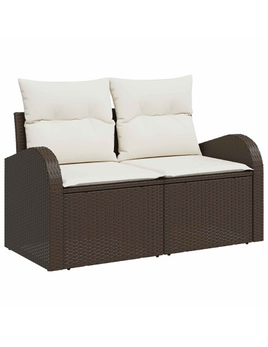 Set di divani 7 pz Marrone e Bianco Crema