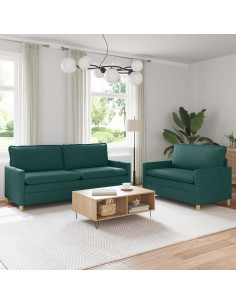 Set di divani 2 pz Verde Scuro Tessuto