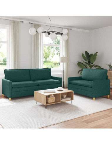 Set di divani 2 pz Verde Scuro Tessuto