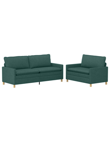 Set di divani 2 pz Verde Scuro Tessuto