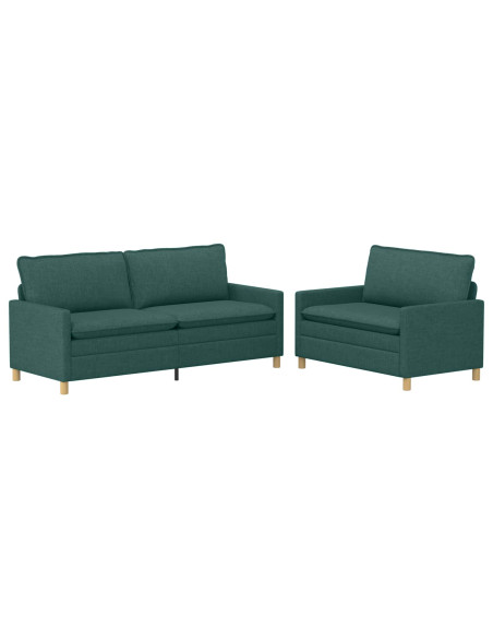 Set di divani 2 pz Verde Scuro Tessuto
