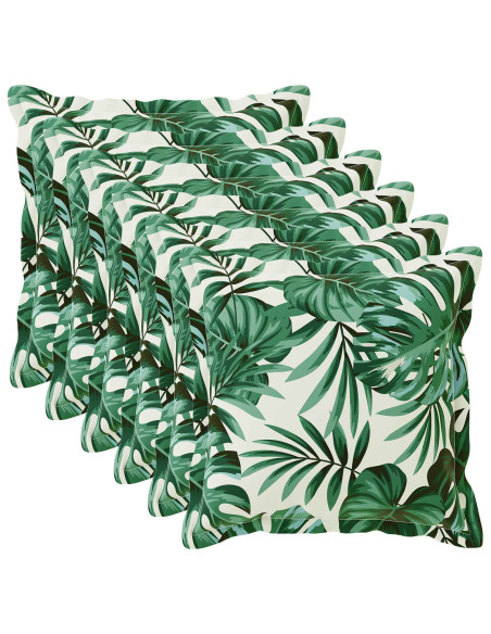 Federa 6 pz HOUTEN Motivo a Foglie 80 x 80 cm Poliestere