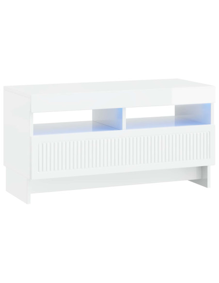 Mobile TV LED a 5 pezzi Bianco Lucido Legno ingegnerizzato