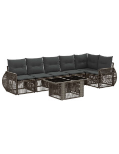 Set Divano da Giardino 7 pz Grigio e Grigio Scuro polyrattan 2