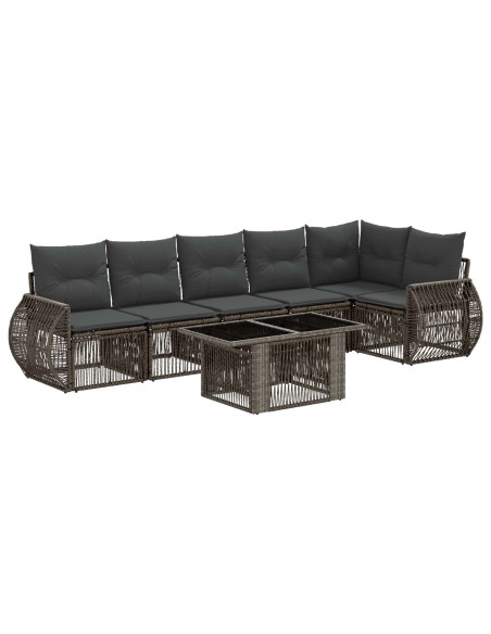Set Divano da Giardino 7 pz Grigio e Grigio Scuro polyrattan