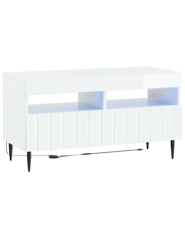 Mobile TV LED a 5 pezzi Bianco Lucido Legno ingegnerizzato