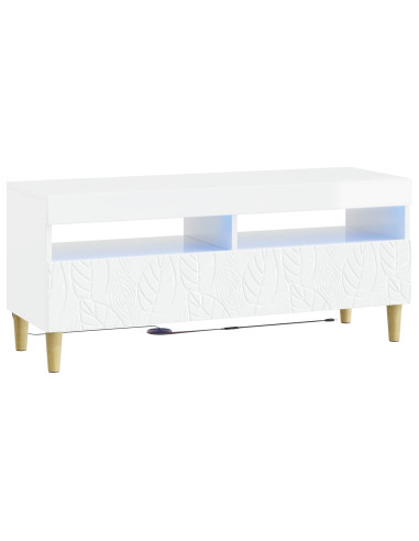Mobile TV LED a 5 pezzi Bianco Lucido Legno ingegnerizzato
