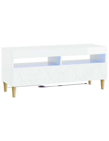 Mobile TV LED a 5 pezzi Bianco Lucido Legno ingegnerizzato