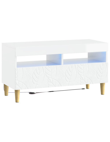 Mobile TV LED a 5 pezzi Bianco Lucido Legno ingegnerizzato