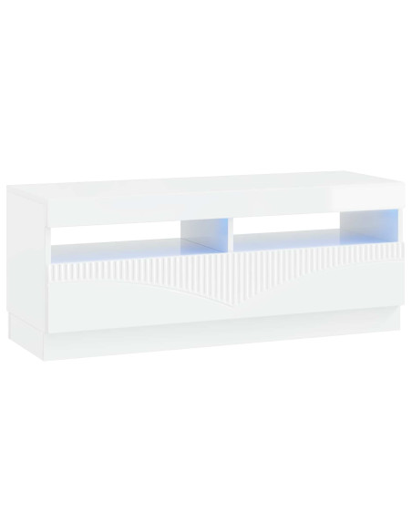 Mobile TV LED a 5 pezzi Bianco Lucido Legno ingegnerizzato