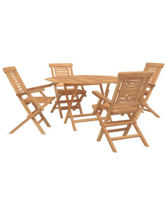 Set da Giardino 5 pz Marrone Legno di teak solido 2