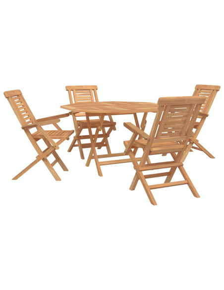 Set da Giardino 5 pz Marrone Legno di teak solido