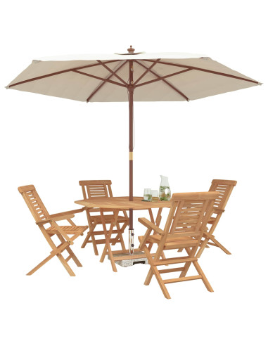 Set da Giardino 5 pz Marrone Legno di teak solido