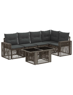Set Divano da Giardino 6 pz Grigio e Grigio Scuro polyrattan 2