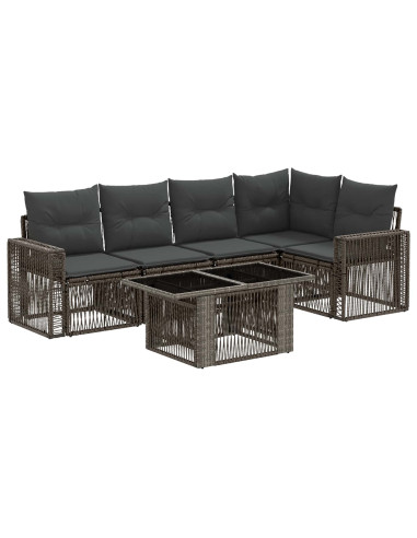 Set Divano da Giardino 6 pz Grigio e Grigio Scuro polyrattan