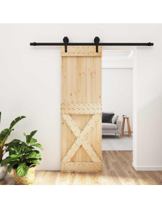 Porta scorrevole Naturale e Nero 70 x 210 cm