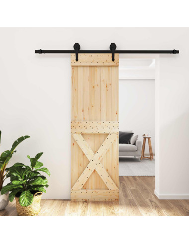 Porta scorrevole Naturale e Nero 70 x 210 cm