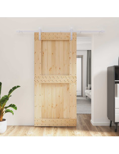 Porta scorrevole Naturale e Bianco 95 x 210 cm