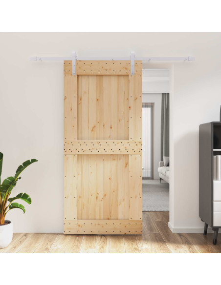 Porta scorrevole Naturale e Bianco 95 x 210 cm