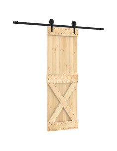 Porta scorrevole Naturale e Nero 70 x 210 cm 2