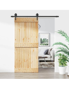 Porta scorrevole Naturale e Nero 90 x 210 cm