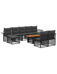 Set Divano da Giardino 10 pz Nero e Grigio scuro polyrattan 2