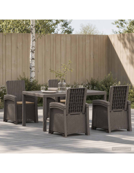 Set da Pranzo per Giardino 5 pz Grigio chiaro e Tortora PP